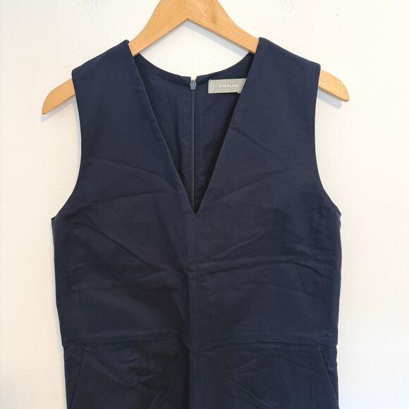 Everlane The Structured Cotton Jumpsuit In Navy Blue Size 8 New - Picture 4 of 12